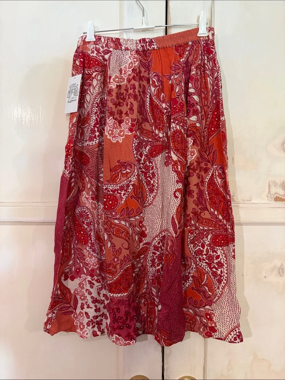 Patrons of Peace Red and Orange Paisley Midi Skirt - Picture 3 of 4